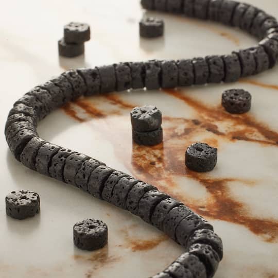 Black Lava Heishi Beads by Bead Landing